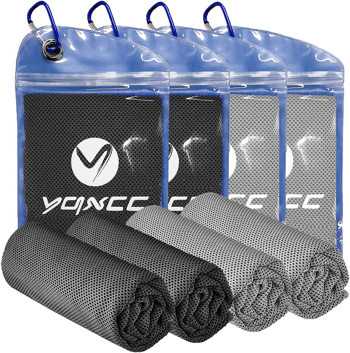 YQXCC 4 Pack Cooling Towels (100x30 cm) Cool Cold Towel, Soft Breathable Chilly...