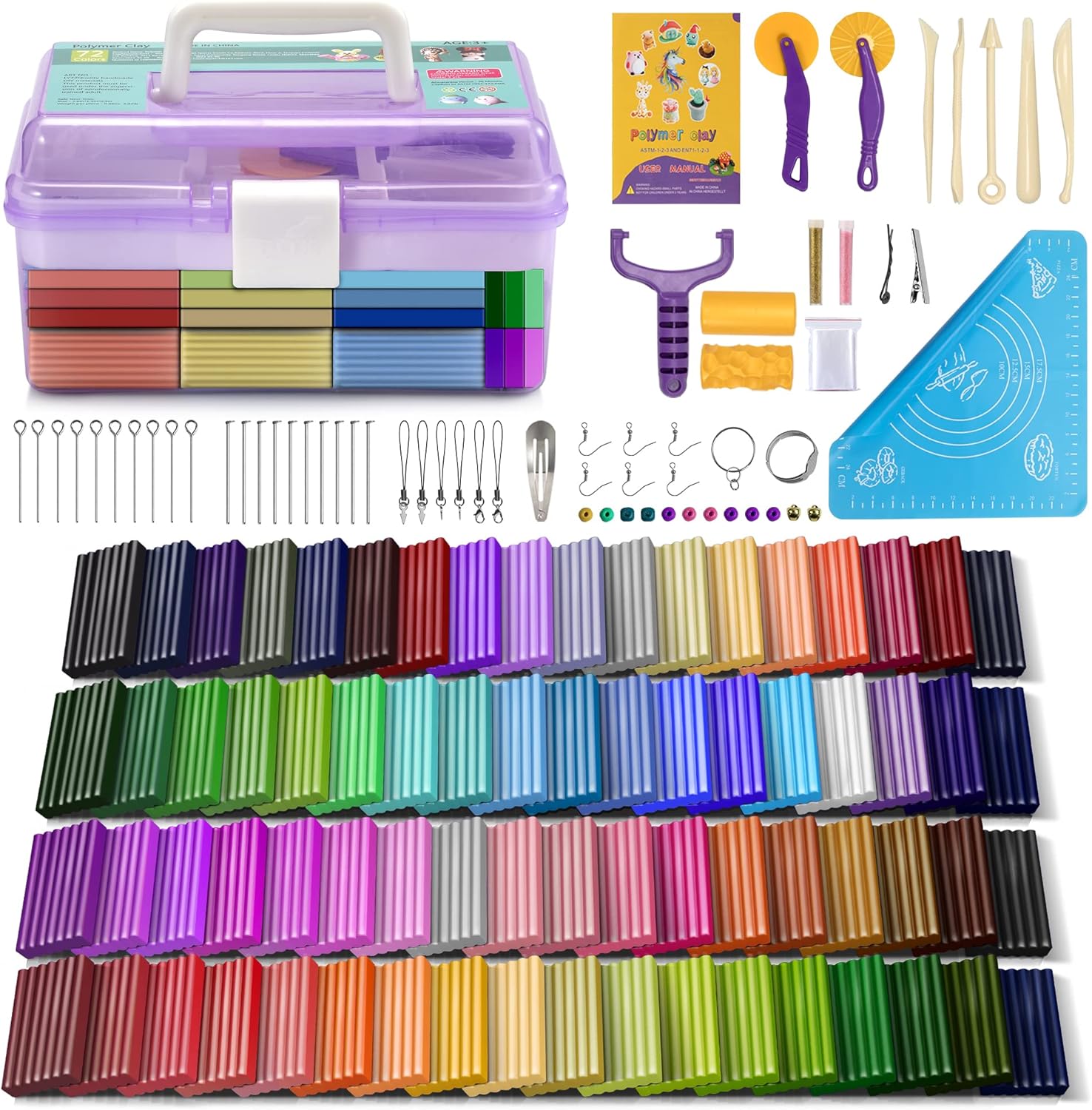 Aestd-ST Polymer Clay 72 Colors, Modeling Clay for Kids, Non-Sticky Easy to Shap...