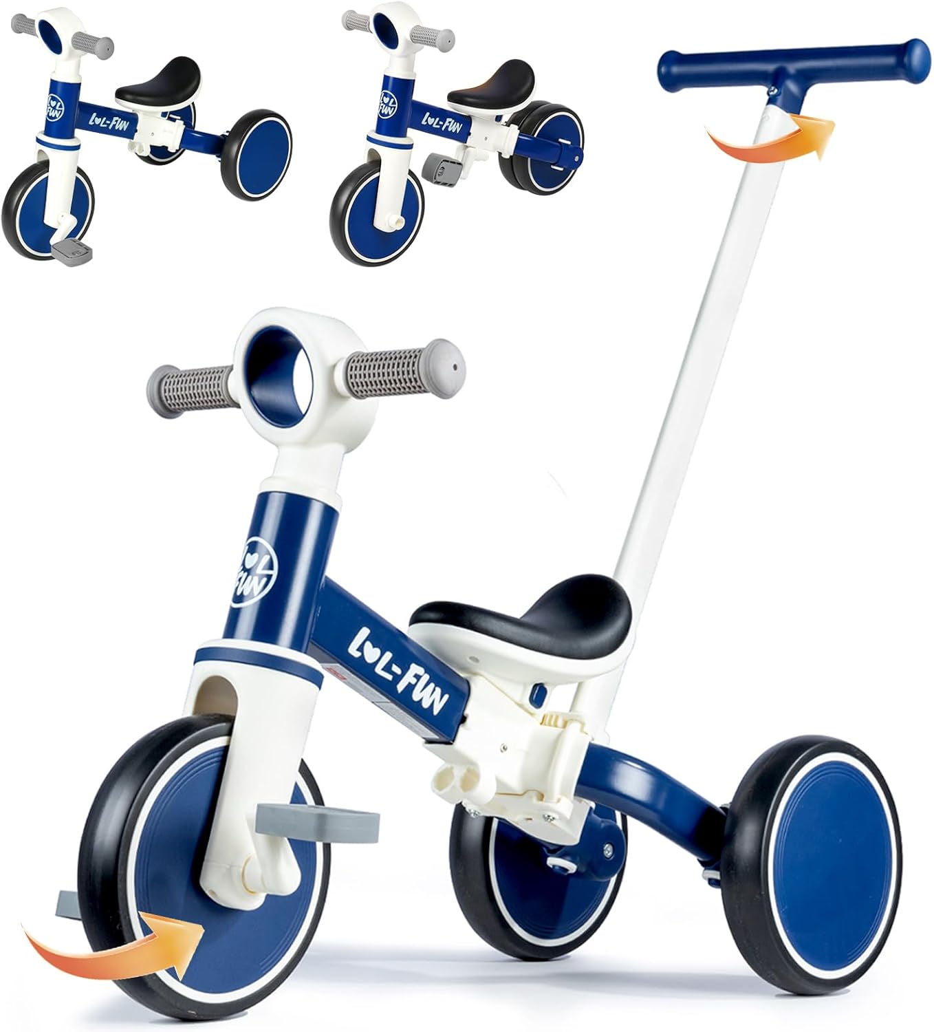 LOL-FUN 5 in 1 Toddler Tricycles for 1-3 Year Olds Boys Girls Toy with Parent St...