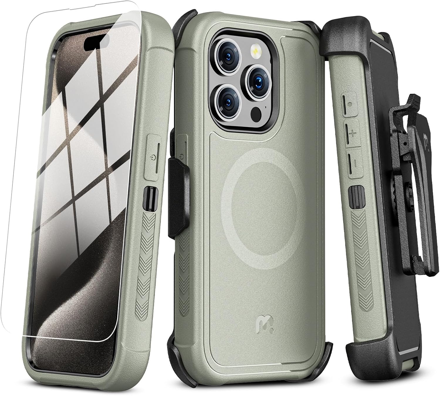 M MYBAT PRO Maverick Series iPhone 15 Pro Max Case with Belt Clip Holster,[Compa...