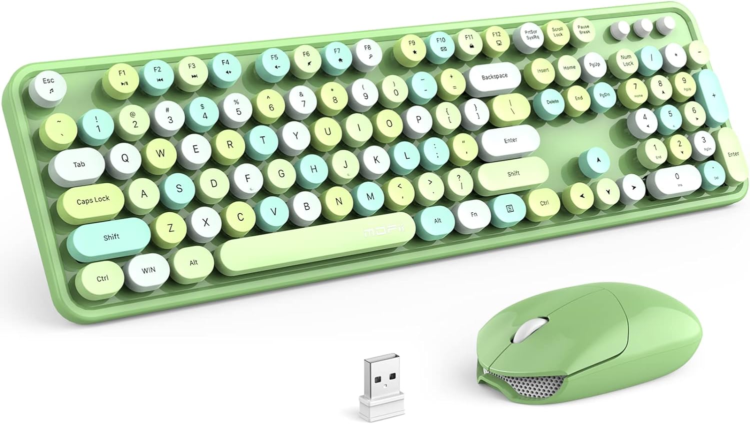 MOFII Wireless Keyboard and Mouse Combo, 2.4GHz Retro Full Size Typewriter Keybo...