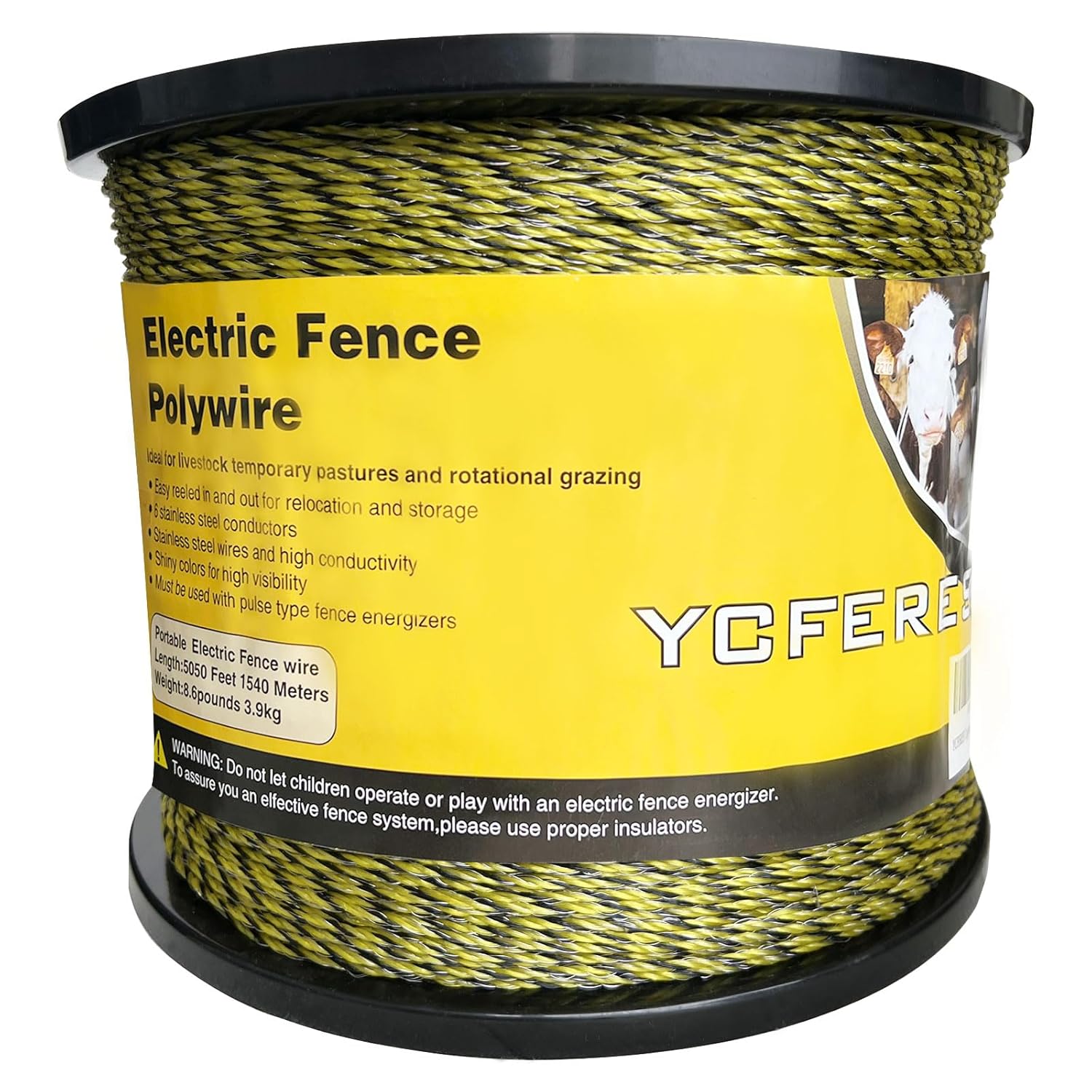 Upgraded Electric Fence Polywire 5050 Feet 1540 Meters, 6 Stainless Steel Strand...
