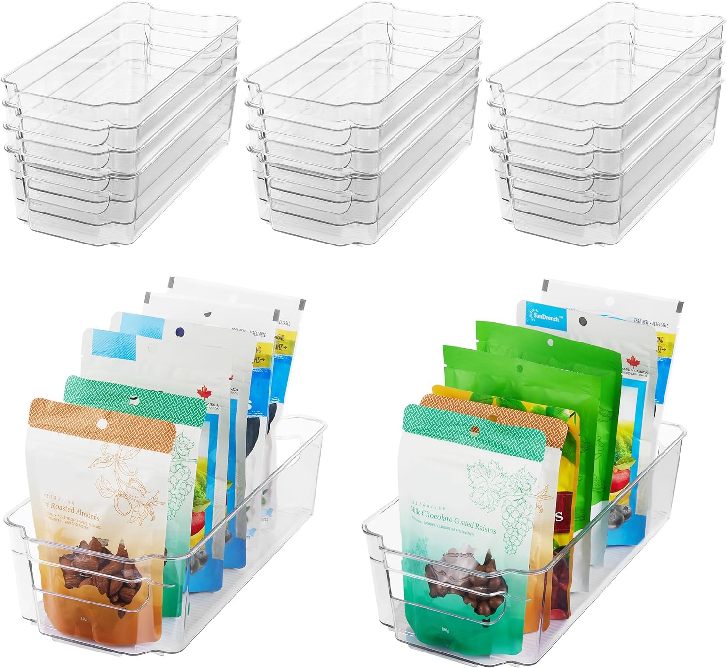 HOOJO Refrigerator Organizer Bins - 14pcs Clear Plastic Bins For Fridge, Freezer...