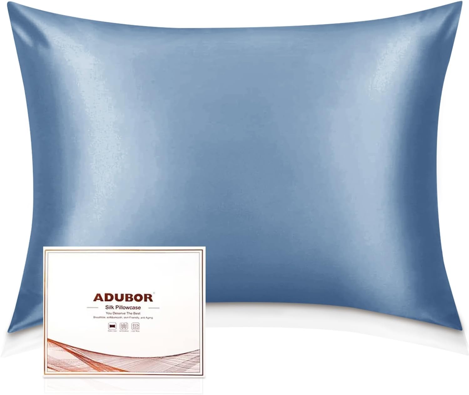 Adubor Silk Pillowcase for Hair and Skin with Hidden Zipper, Both Side 23 Momme...