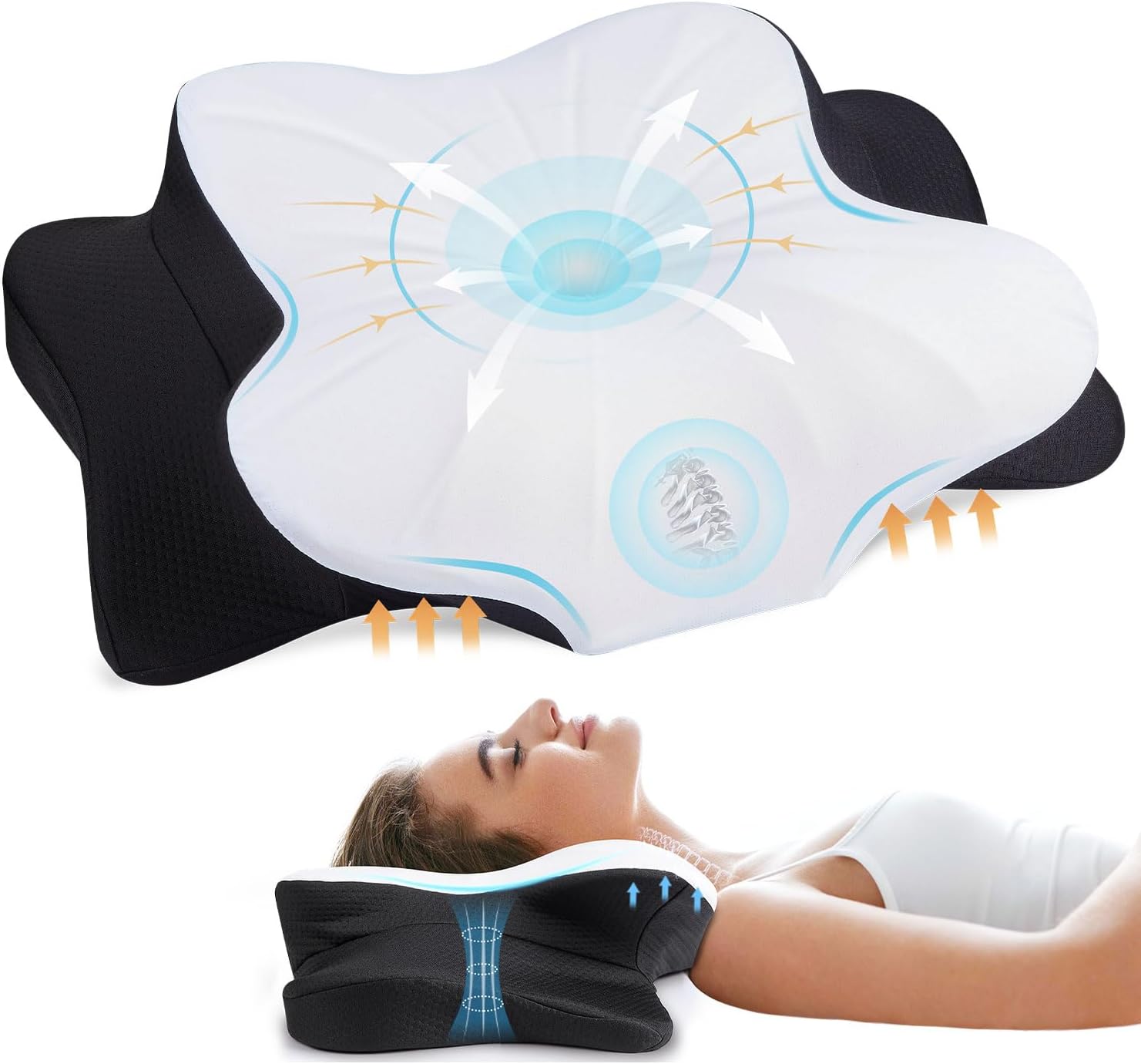 Cervical Neck Pillow for Neck & Shoulder, Ergonomic Contour Memory Foam Pillows...