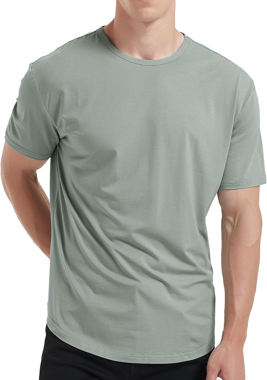 Men's Ultra Soft Bamboo Viscose T-Shirt Curve Hem Lightweight Cooling Short/Long...