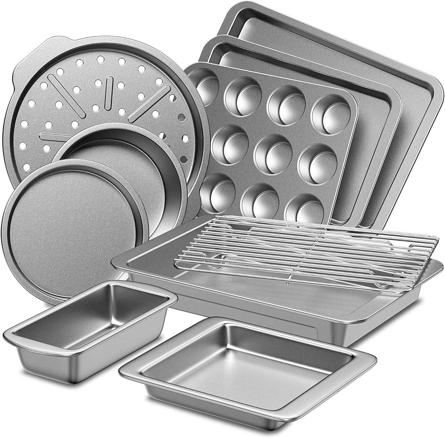 HONGBAKE Bakeware Sets, Baking Pans Set, Nonstick Oven Pan for Kitchen with Wide...