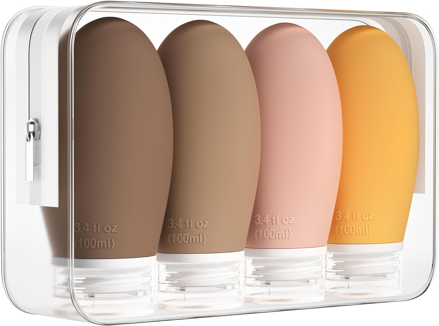 Morfone 100ml Silicone Travel Bottle for Toiletries, 4 Pack Leak Proof Refillabl...