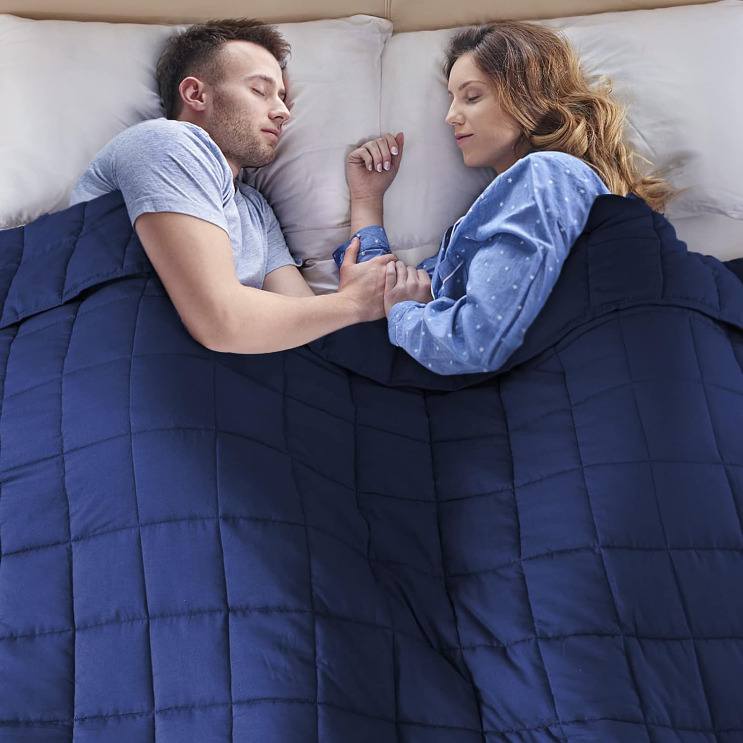 yescool Weighted Blanket for Adults (20 lbs, 80” x 87”, Blue) Cooling Heavy Blan...