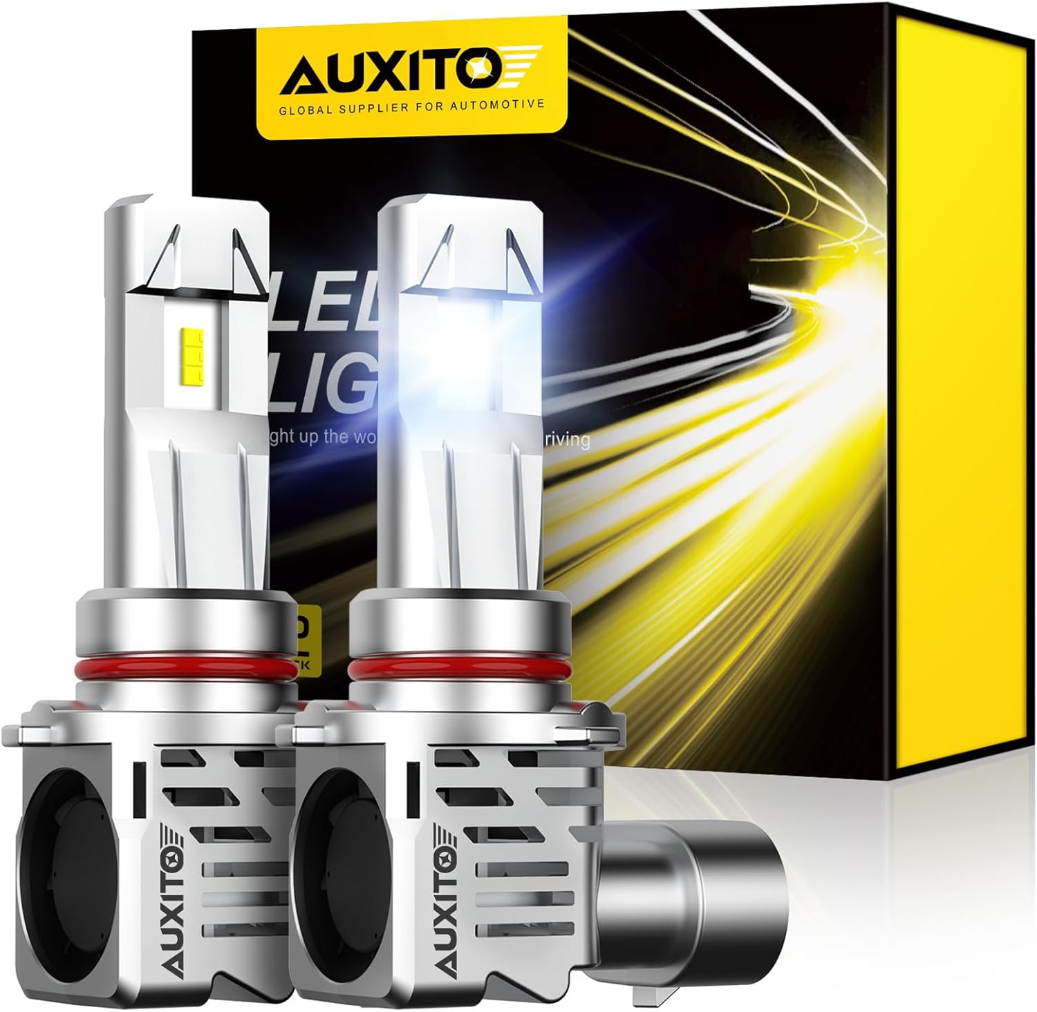 AUXITO 9005 HB3 LED Bulb, 15000 Lumens 400% High Brightness, 6500K Cool White, D...