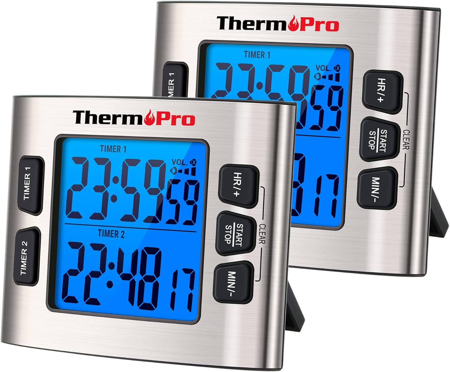 ThermoPro TM02 Digital Kitchen Timer with Dual Countdown Stop Watches Timer/Magn...