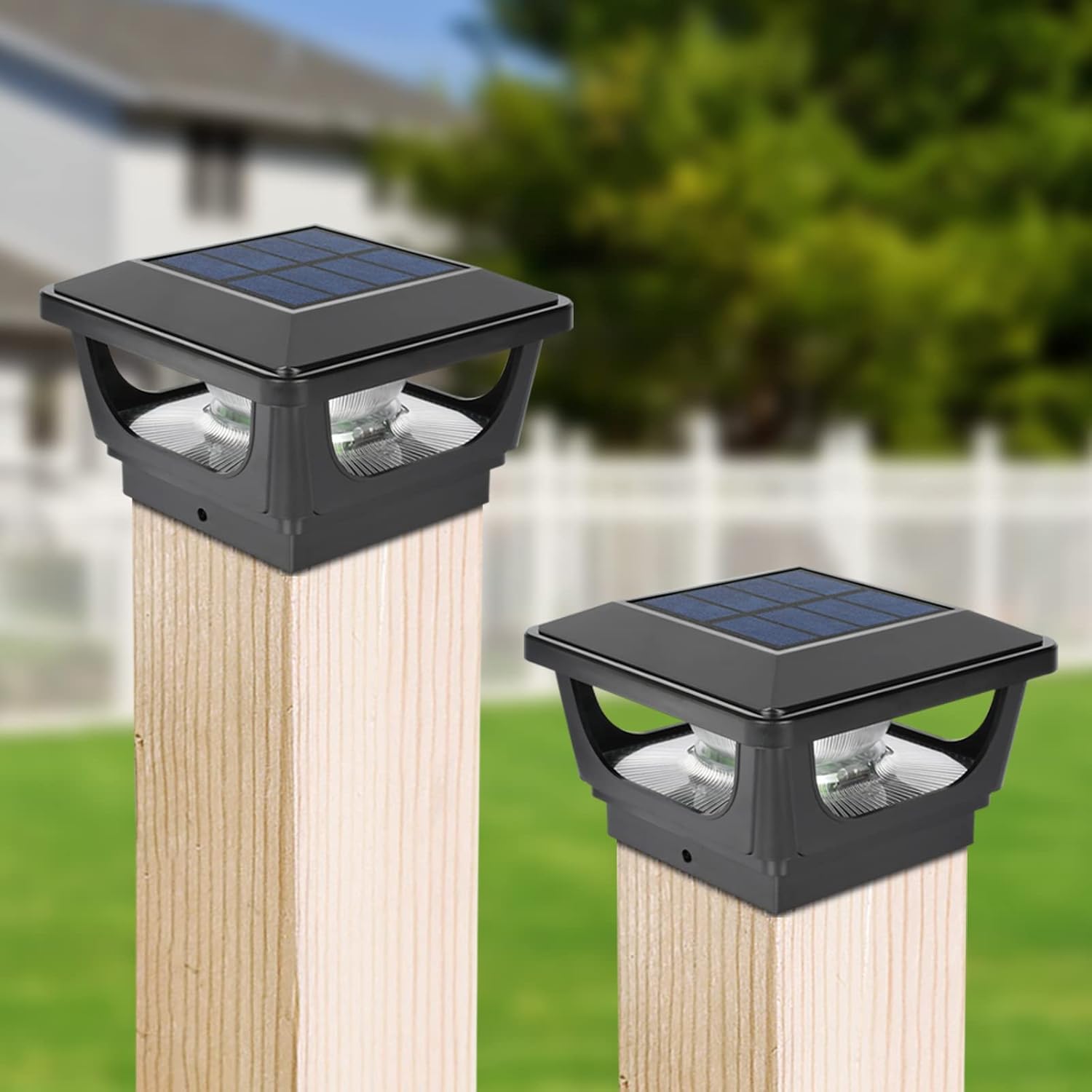 GEYUEYA Home Solar Post Cap Lights Outdoor,IP65 Waterproof Solar Fence Post Ligh...