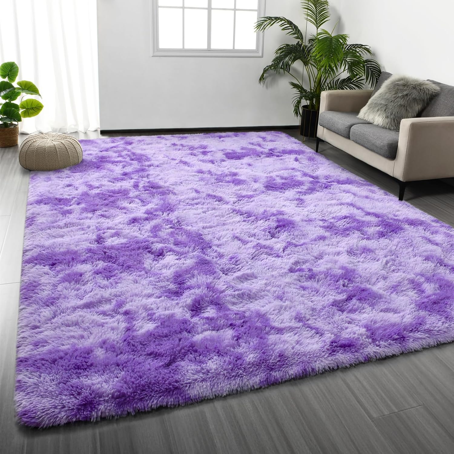 Large Shag Area Rugs 6 x 9, Tie-Dyed Plush Fuzzy Rugs for Living Room, Ultra Sof...