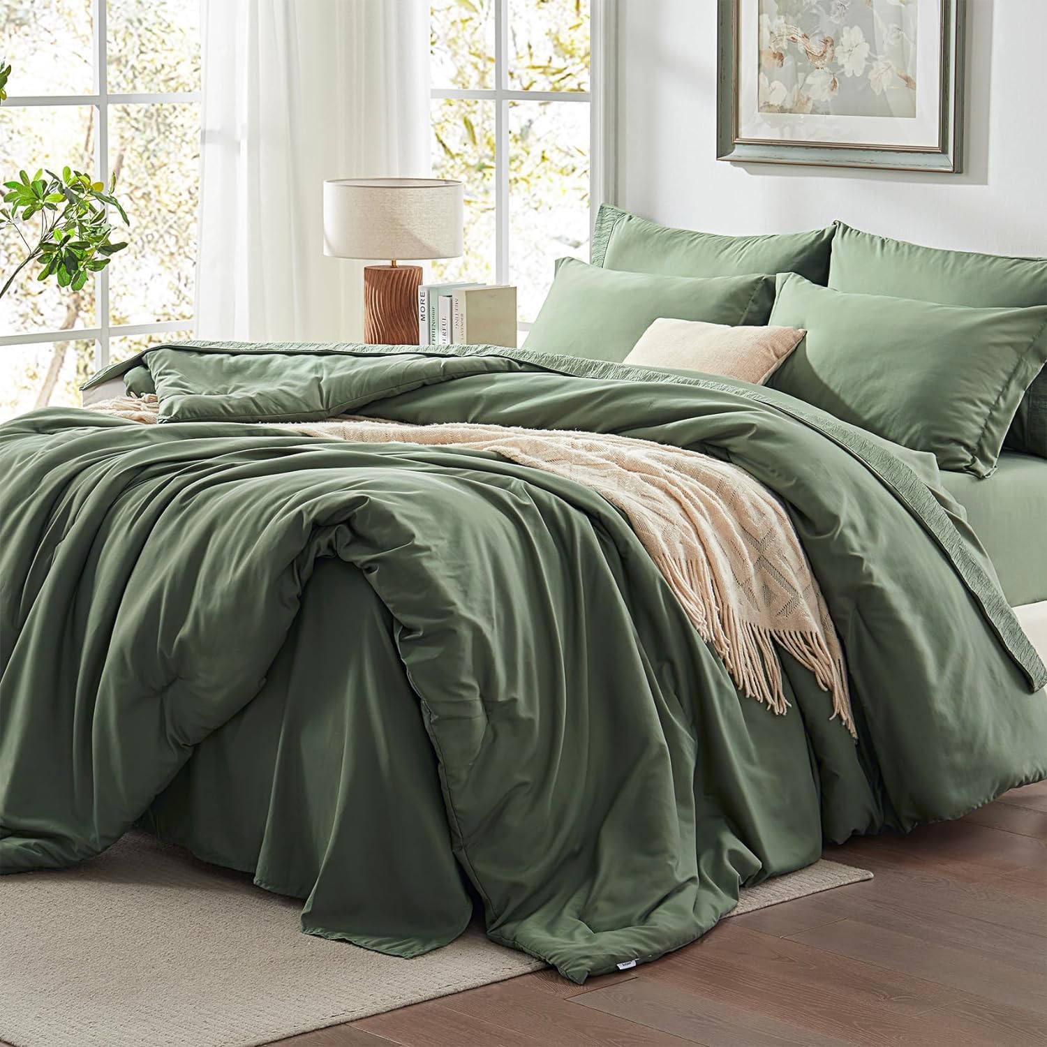 Lanqinglv Sage Green Duvet Cover Set Single Size Plain Bedding Set 120g Microfib...