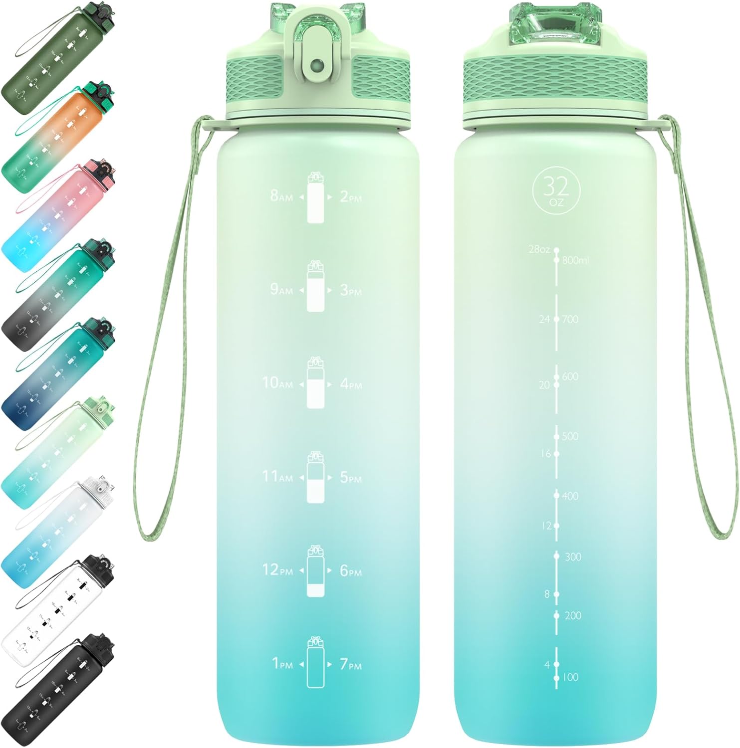 EYQ 1 L Water Bottle, 1 Litre Water bottle with Straw, Leak-Proof, Tritan BPA-Fr...