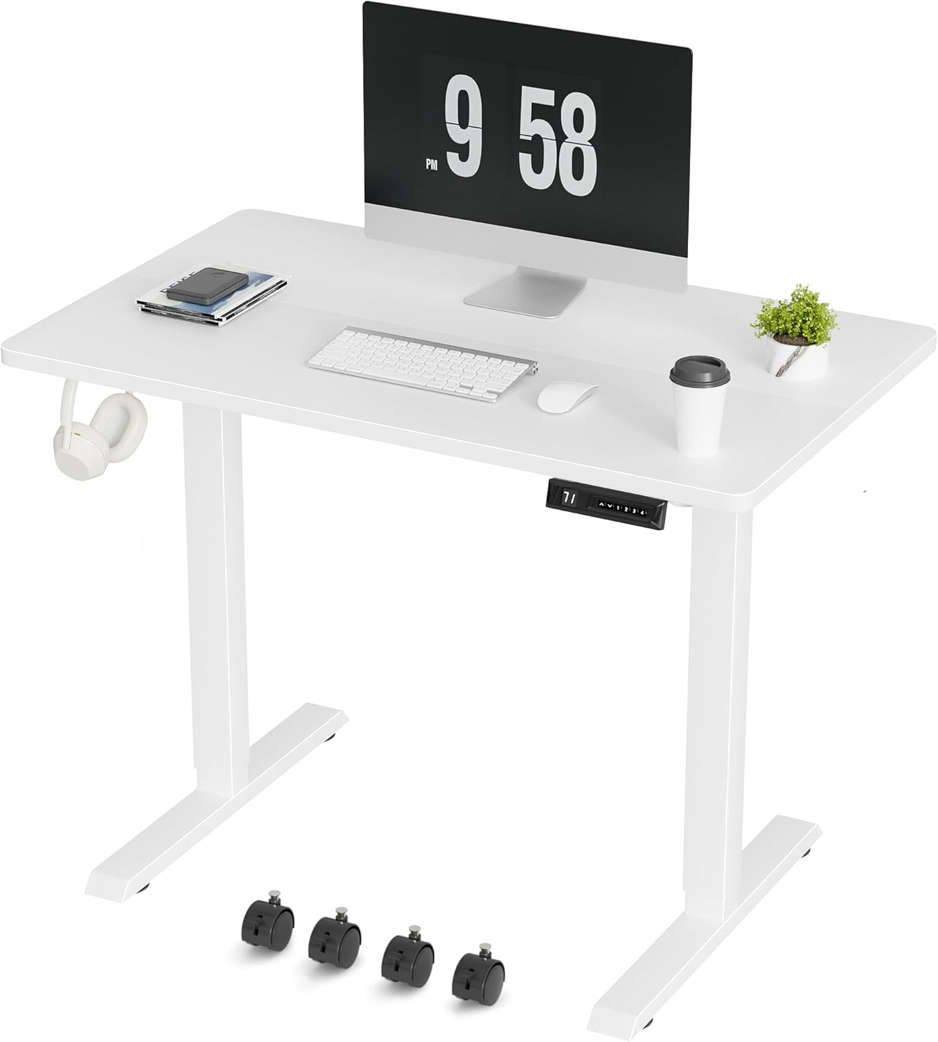 Furmax Electric Standing Desk, 39 x 24 Inches Height Adjustable Desk with Remova...