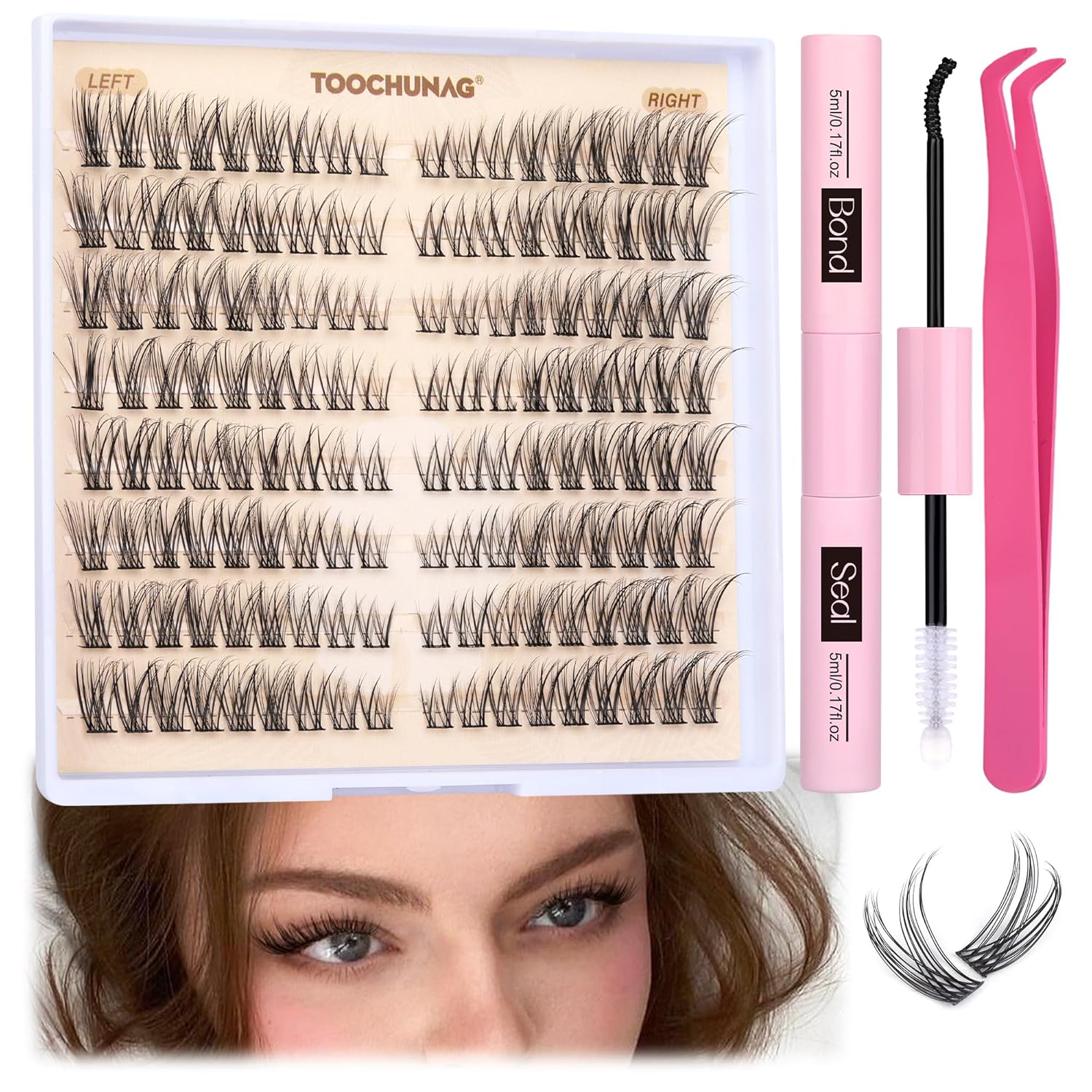 Cat Eye Lash Extension Kit Natural DIY Eyelash Extension Kit Wispy Lash Clusters...