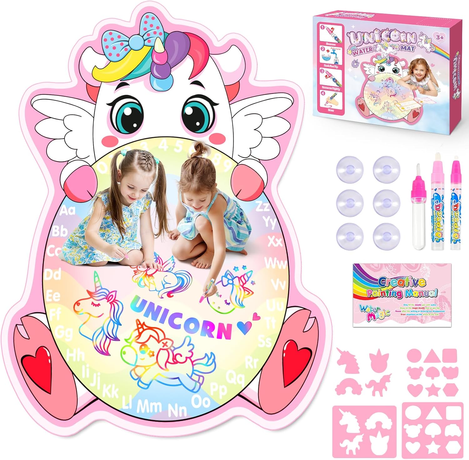 Unicorn Gifts for Girls, Toys for 2 3 4 5 Year Old Girls Water Drawing Mat 2-5 Y...