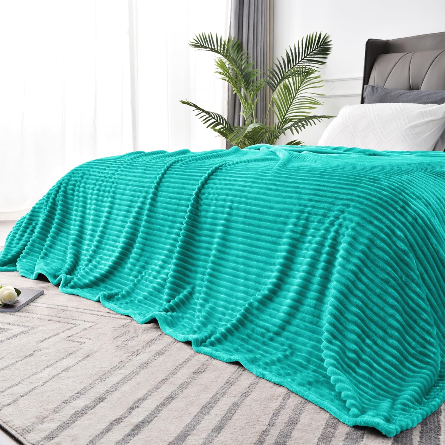 BEDELITE Fleece Blanket King Size – 3D Ribbed Jacquard Soft and Warm Decorative...