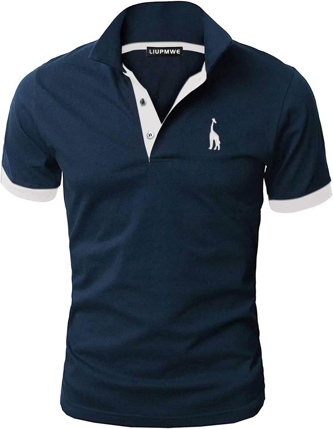 LIUPMWE Mens Polo Shirts Short Sleeve Giraffe Embroidery Golf T-Shirt S-2XL XXL...