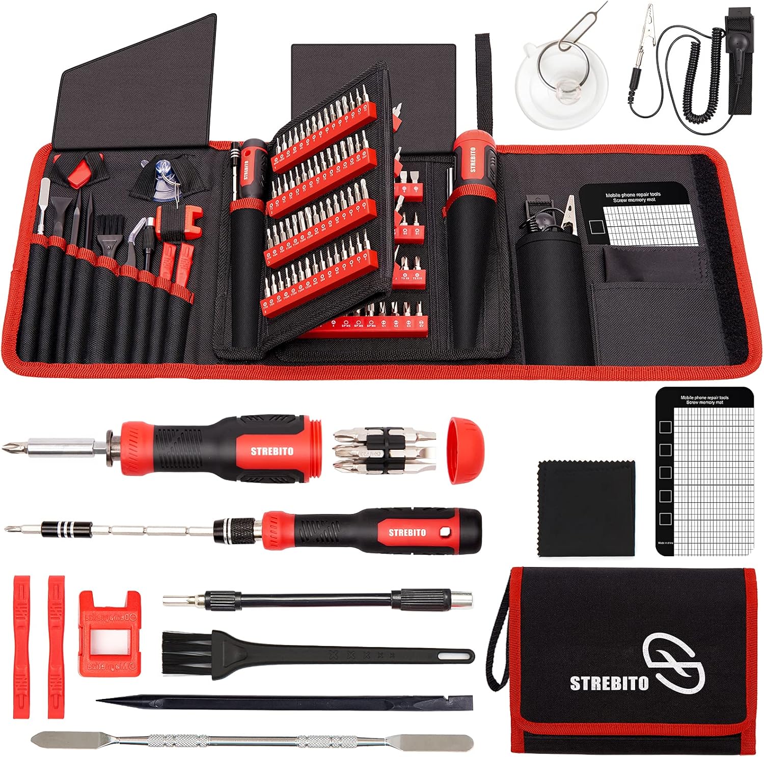 STREBITO Precision Screwdriver Set 191-Piece Multi-Bit Screwdriver 1/4 Inch Nut...