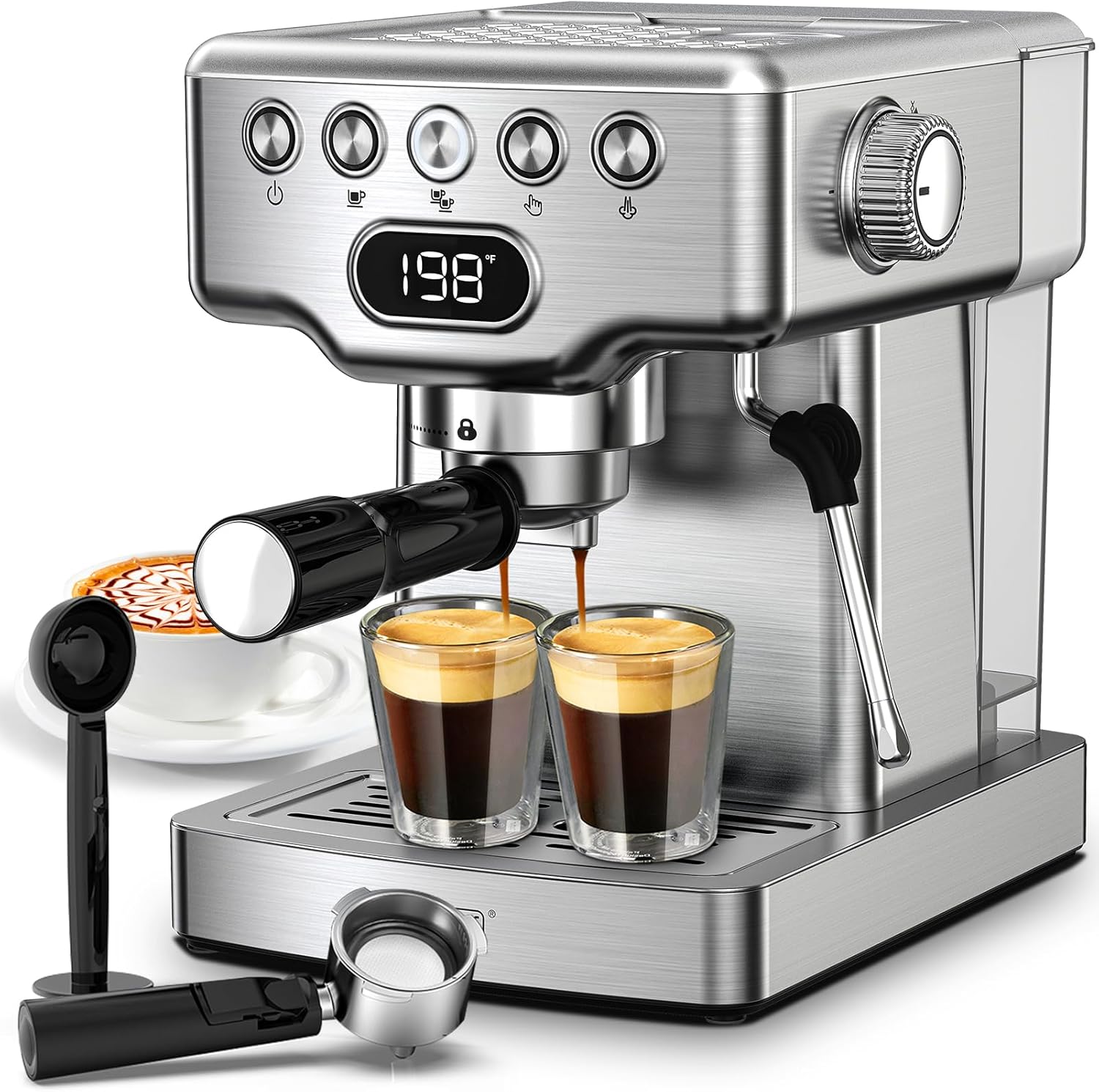 Geek Chef Espresso Machine, 20 Bar Espresso Maker with Milk Frother Steam Wand,...