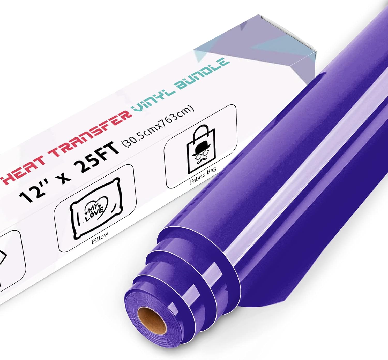 IModeur 25 Ft Purple Heat Transfer Vinyl — 30.5 x 763 cm Iron on Vinyl for Fabri...
