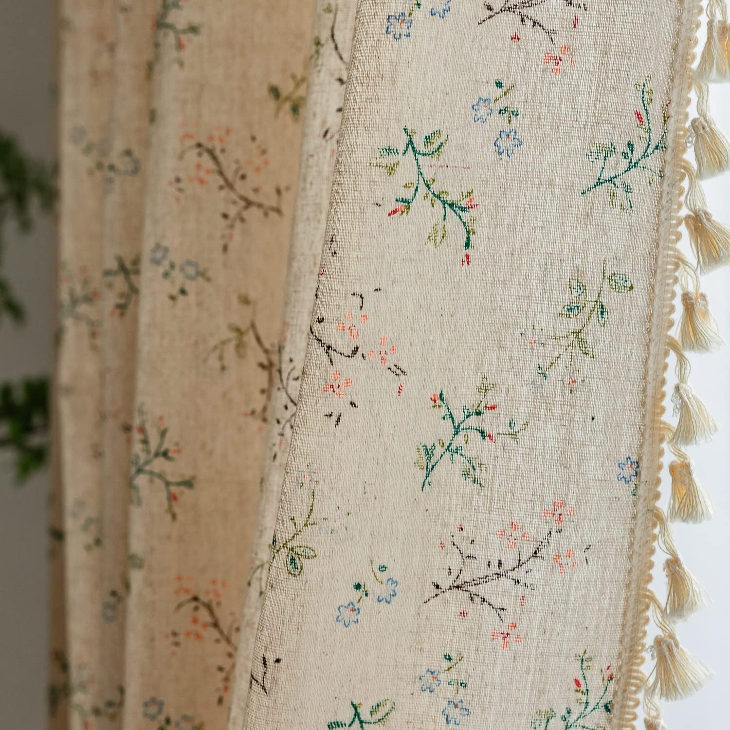 ENJOYBRIDAL Floral Farmhouse Curtains Semi-Blackout Living Room Drapes 84 Inch L...