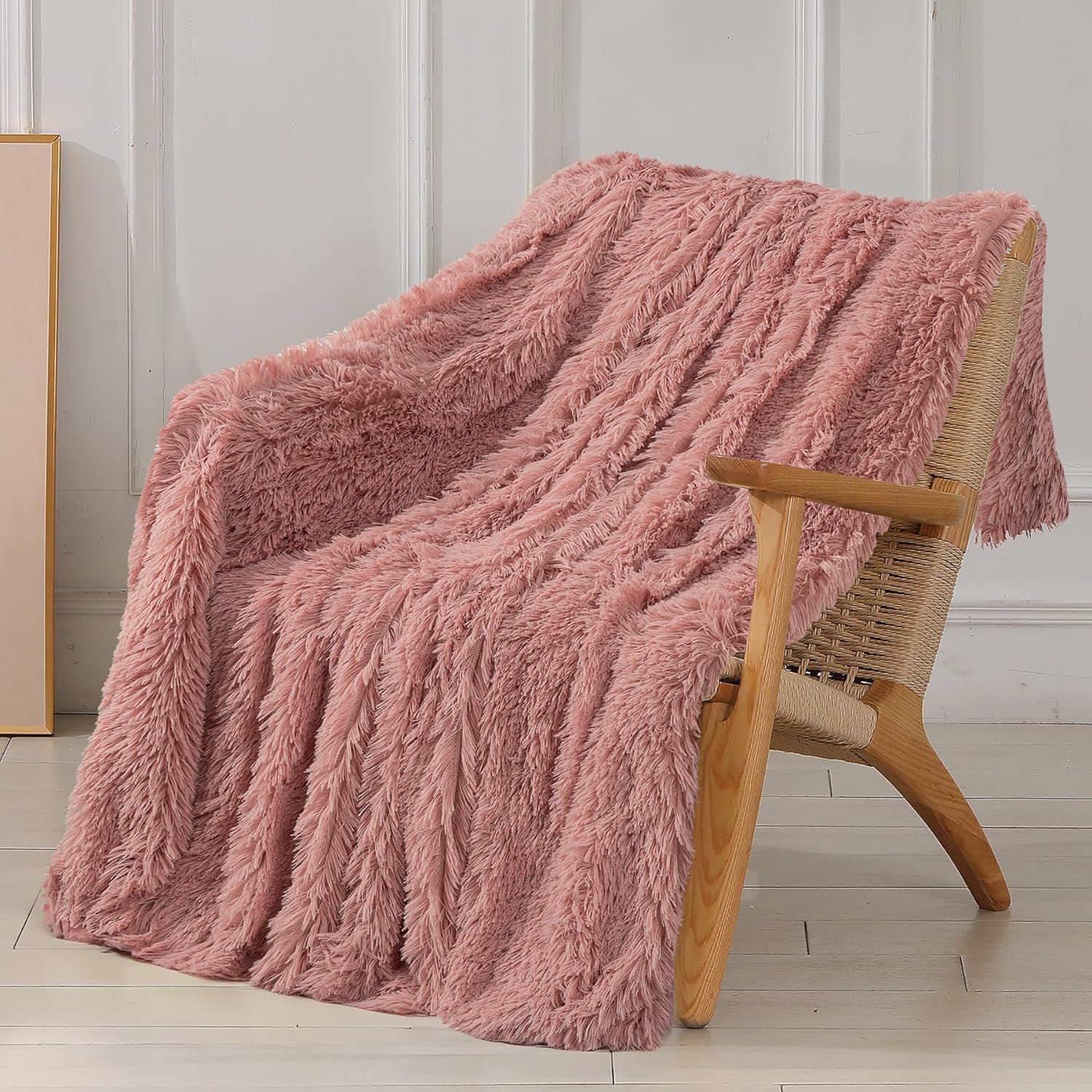 Tuddrom Decorative Extra Soft Faux Fur Blanket Twin Size 70" x 78",Solid Reversi...