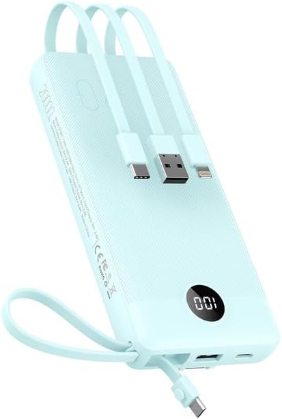 VEEKTOMX Portable Charger with Built-in Cables, 20000mAh Power Bank for iPhone,...