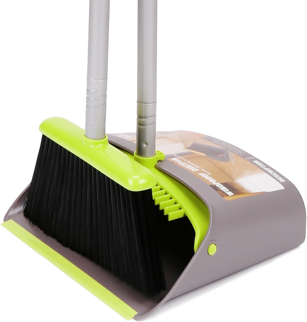 TreeLen Broom and Dustpan Set, TreeLen Broom with Dust Pan with Long Handle Comb...