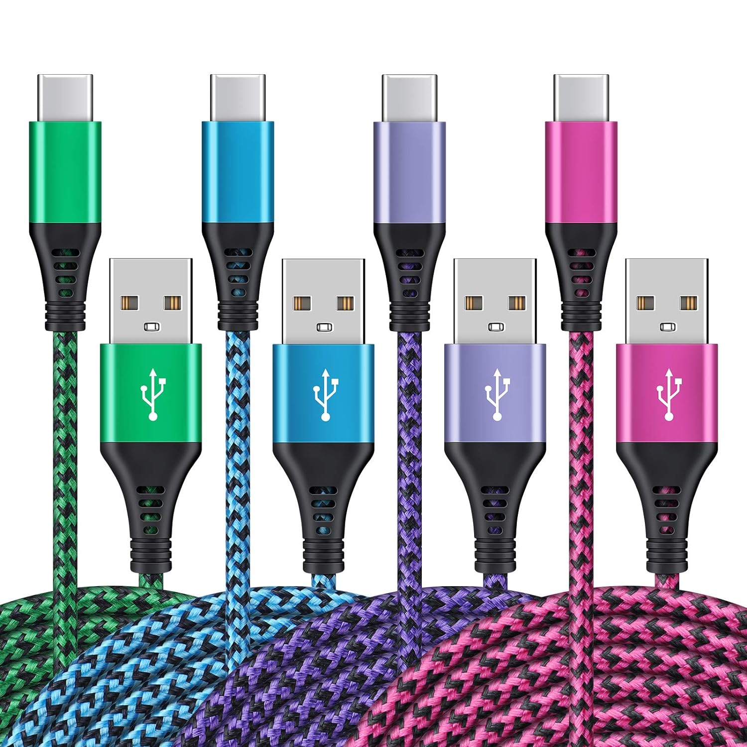 [4Pack/6FT] USB Type C to USB A Cable, 3A Fast Charging Long Android USBC Phone...