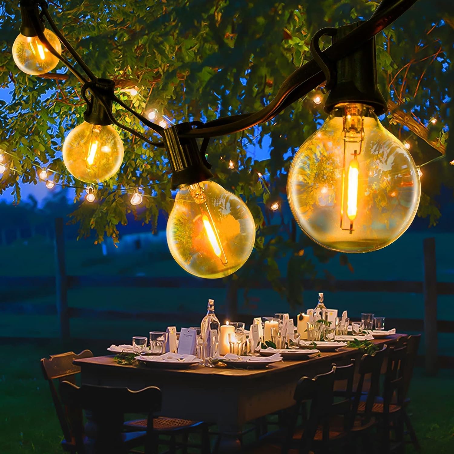 AVANLO LED Outdoor String Lights, 102FT Garden String Lights Mains Powered, Fest...