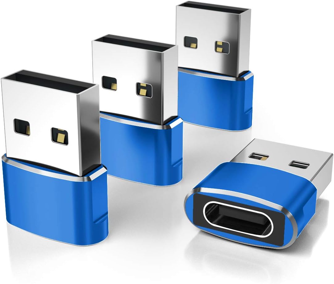Elebase USB to USB C Adapter 4Pack,Type C Female to USB A Male Charger Connector...