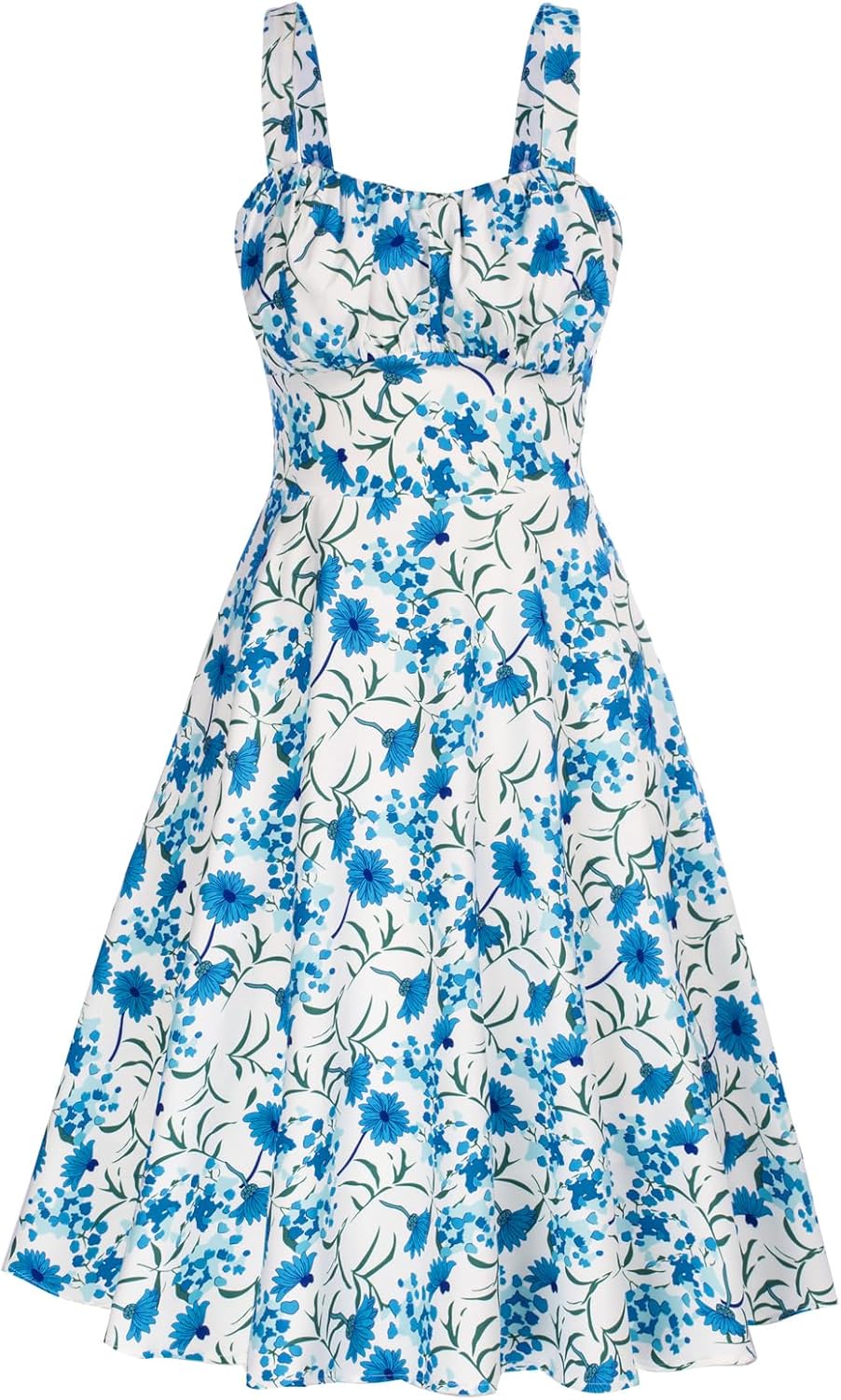 Belle Poque Women's Vintage Sleeveless Solid Floral Ruched Summer Cute A-Line Fl...