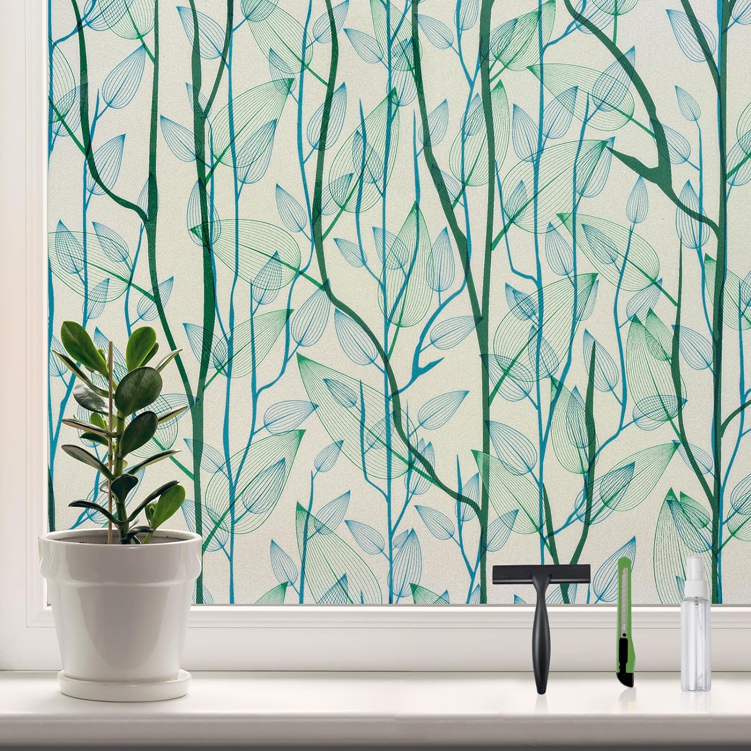 DKTIE Window Film Privacy with Installation Tools, Decorative Stained Glass Wind...