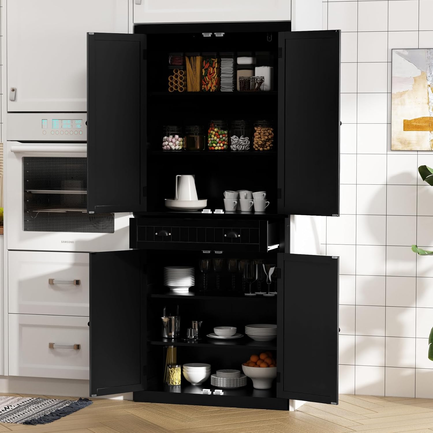 ARTPOWER Kitchen Pantry Storage Cabinet with Drawer and Adjustable Shelves, Pant...
