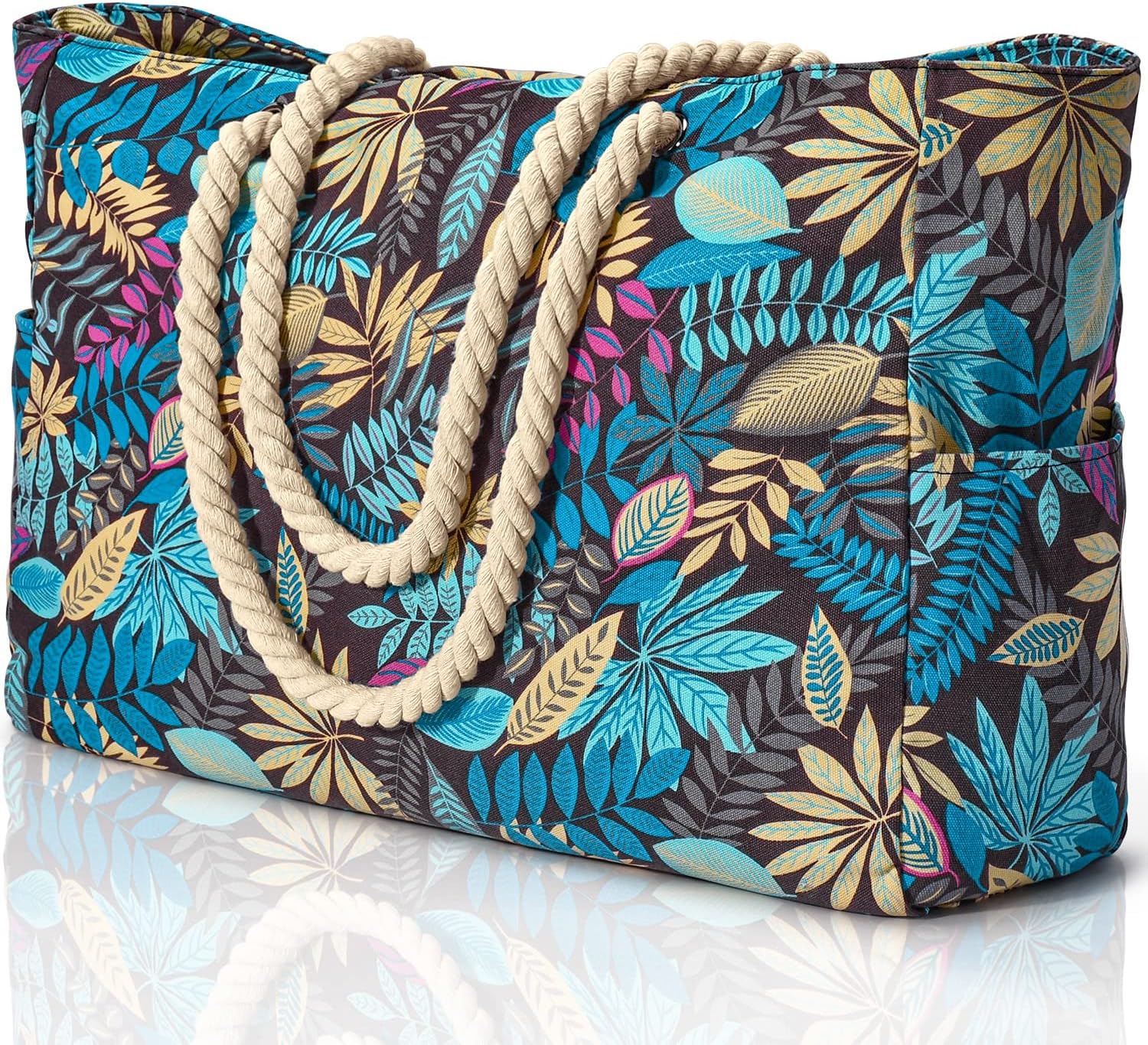 Becokan Beach Bags for Women, Large Waterproof Beach Tote Bag Zipper Beach Bags...