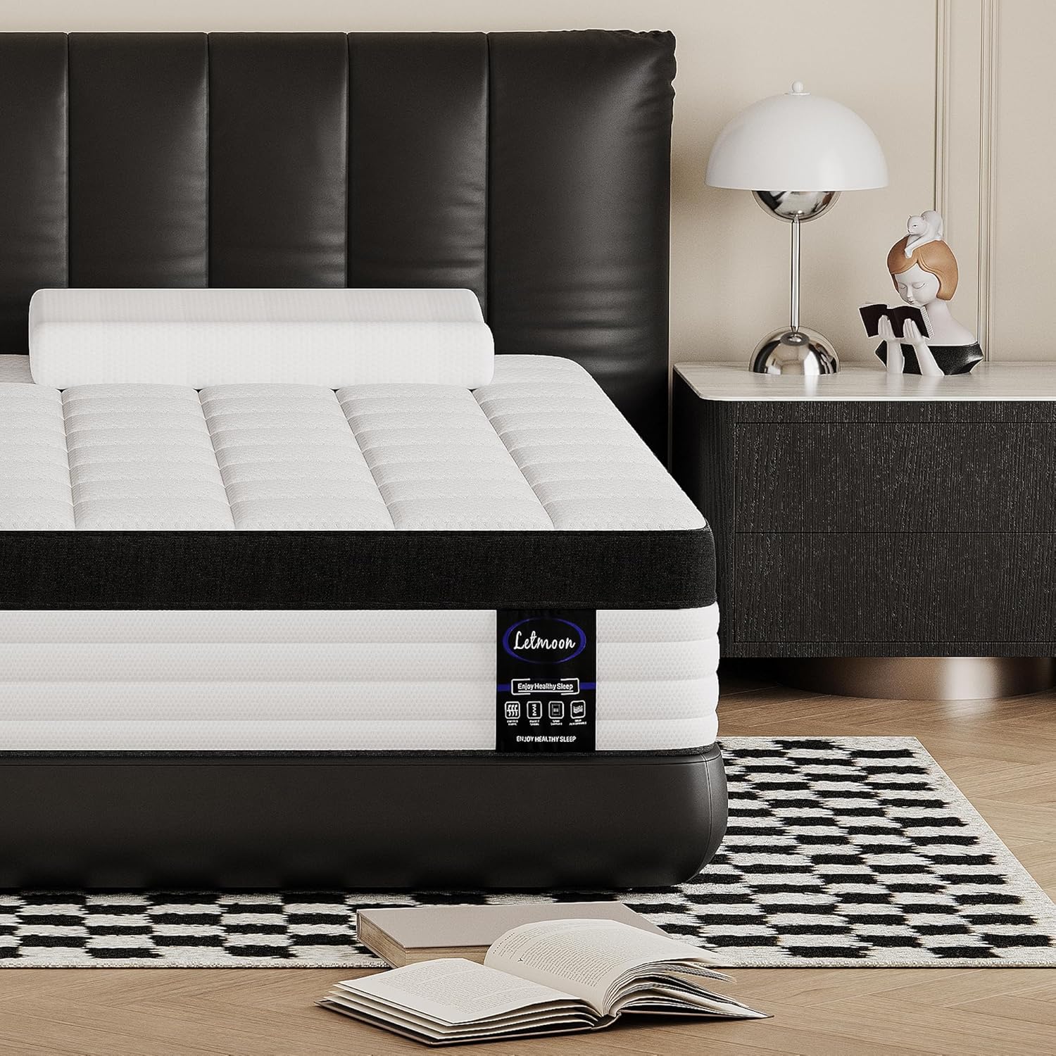 King Size Mattress, 12 Inch Hybrid King Mattress, 3 Coils Strong Edge Support, M...