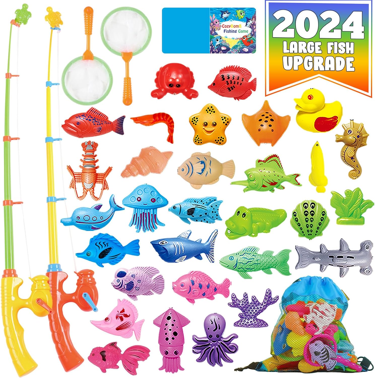 CozyBomB™ Magnetic Fishing Game for Kids | Bath Pool Toys Set for Water Table Le...