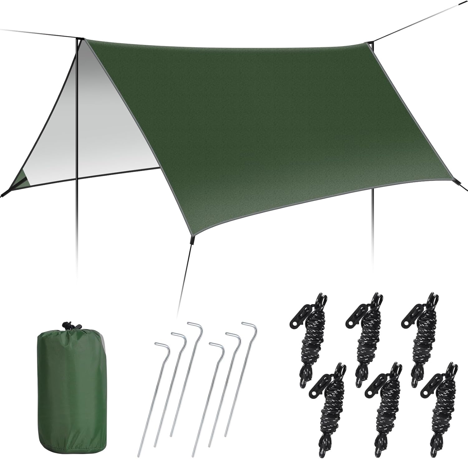 GEEDIAR Hammock Rain Fly Tent Tarp 300 x 300cm - PU3000MM-Anti-UV, Lightweight W...