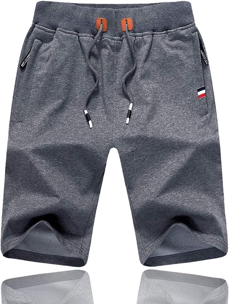 Tansozer Mens Gym Shorts Summer Sports Shorts Zip Pockets XL Dark Grey