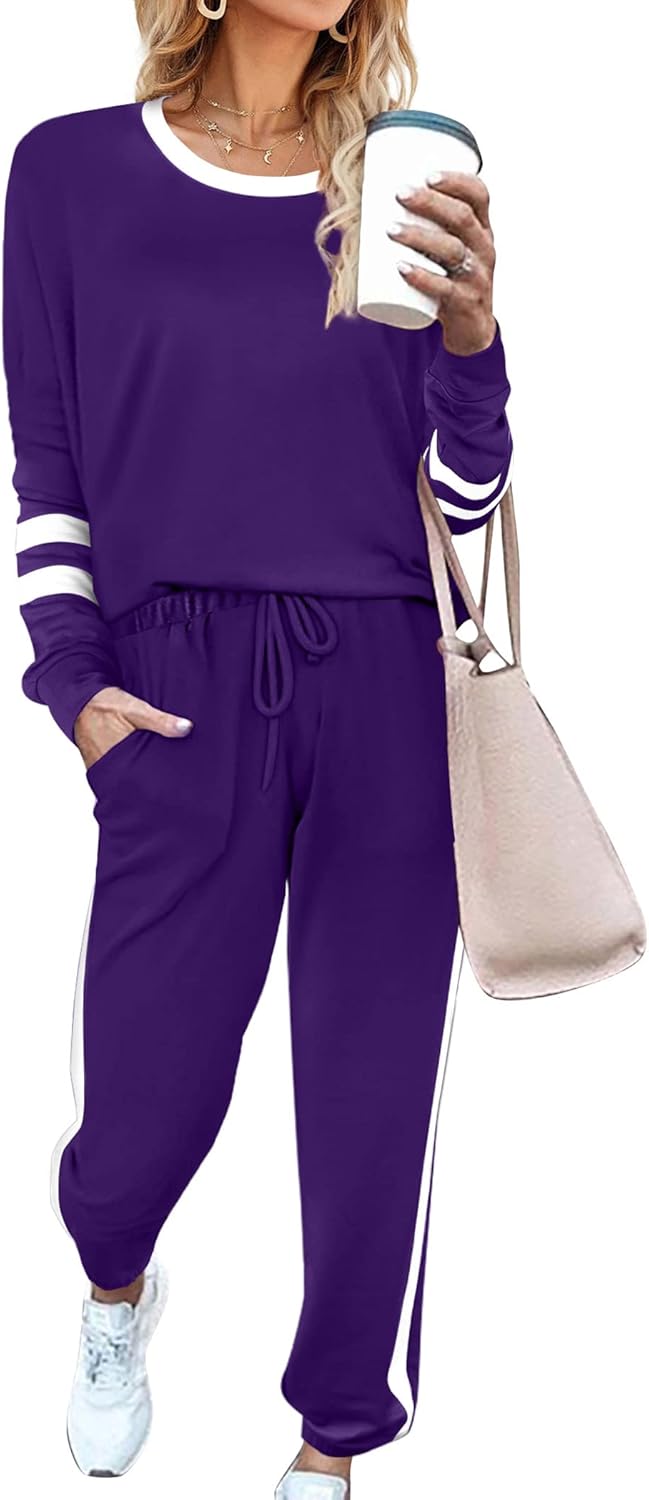 Aloodor Sweatsuit for Women 2 Piece Outfits for Womens Crewneck Sweatshirts Pull...