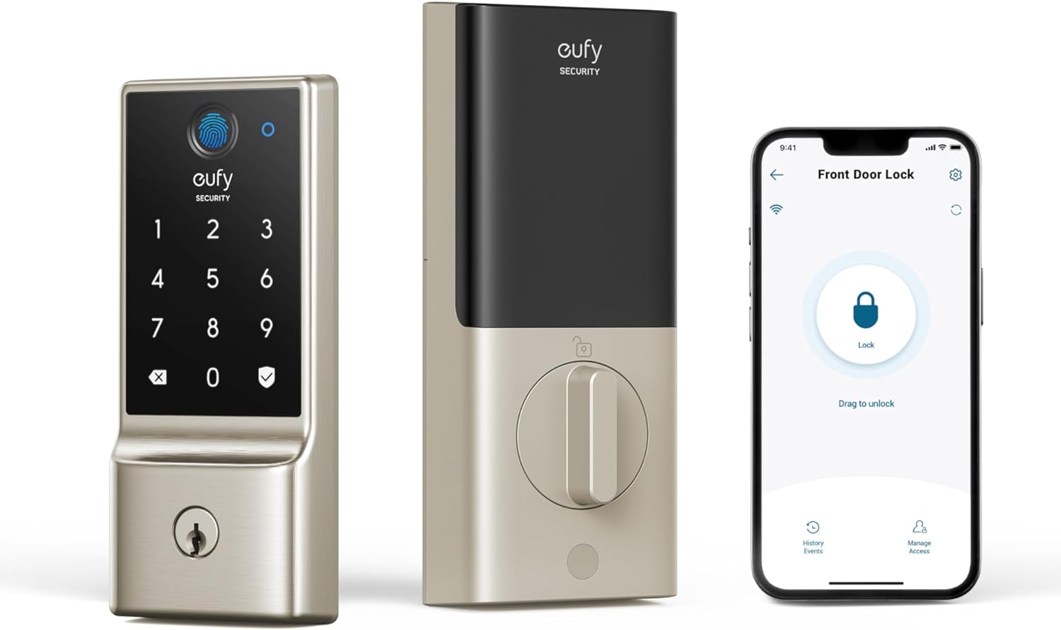 eufy Security Smart Lock C220, Fingerprint Keyless Entry Door Lock, Built-in Wi-...