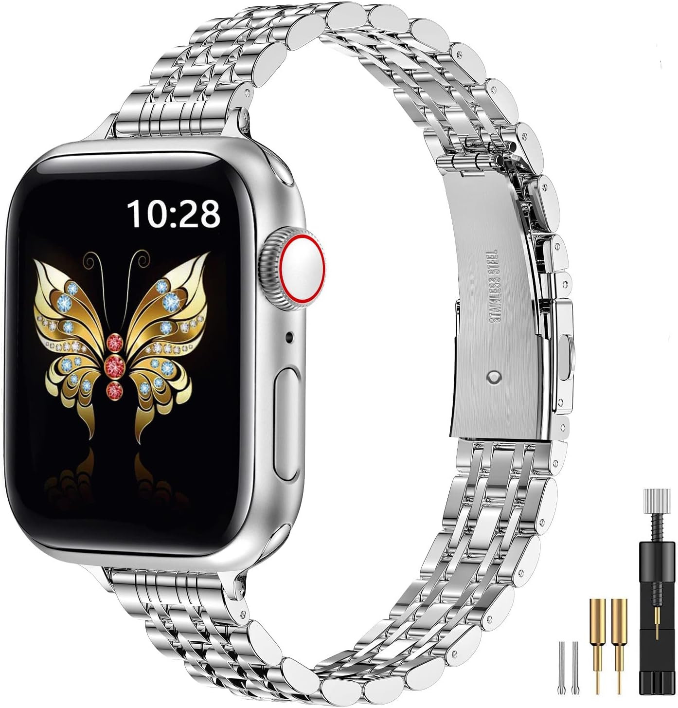 MioHHR Slim Metal Band Compatible with Apple Watch Band 49mm 45mm 44mm 42mm,Dres...