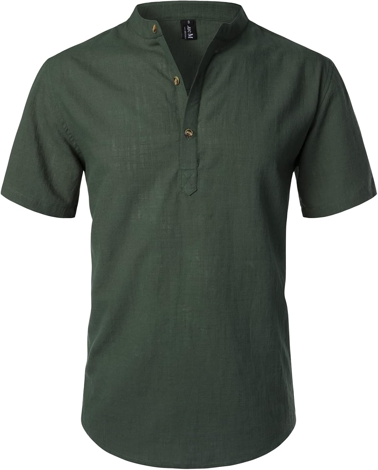 LucMatton Men's Casual Cotton Linen Short Sleeve Henley Shirt Summer Lightweight...