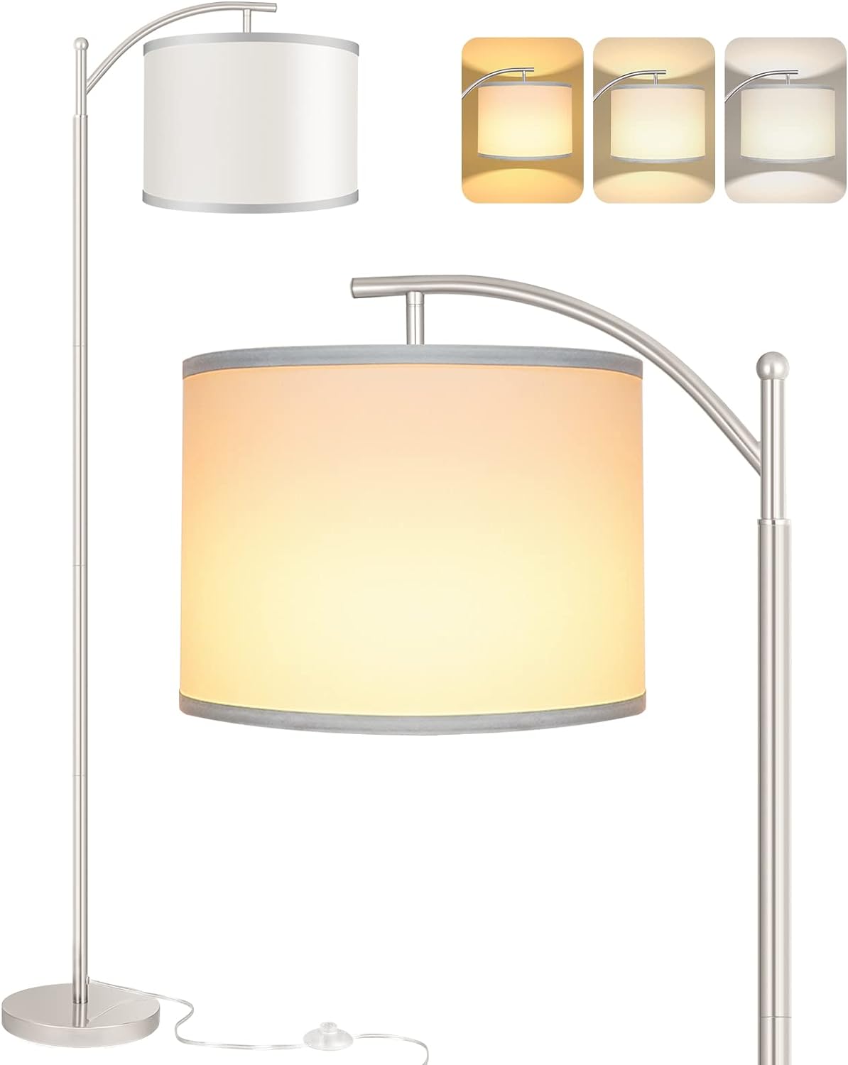 Floor Lamp with 3 Color Temperatures LED Bulb, Standing Lamp Tall Industrial Flo...