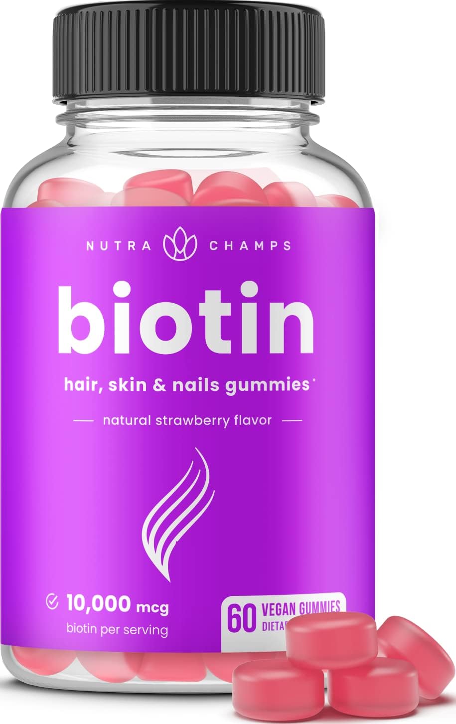 NutraChamps Biotin Gummies 10000mcg [High Potency] for Healthy Hair, Skin & Nail...