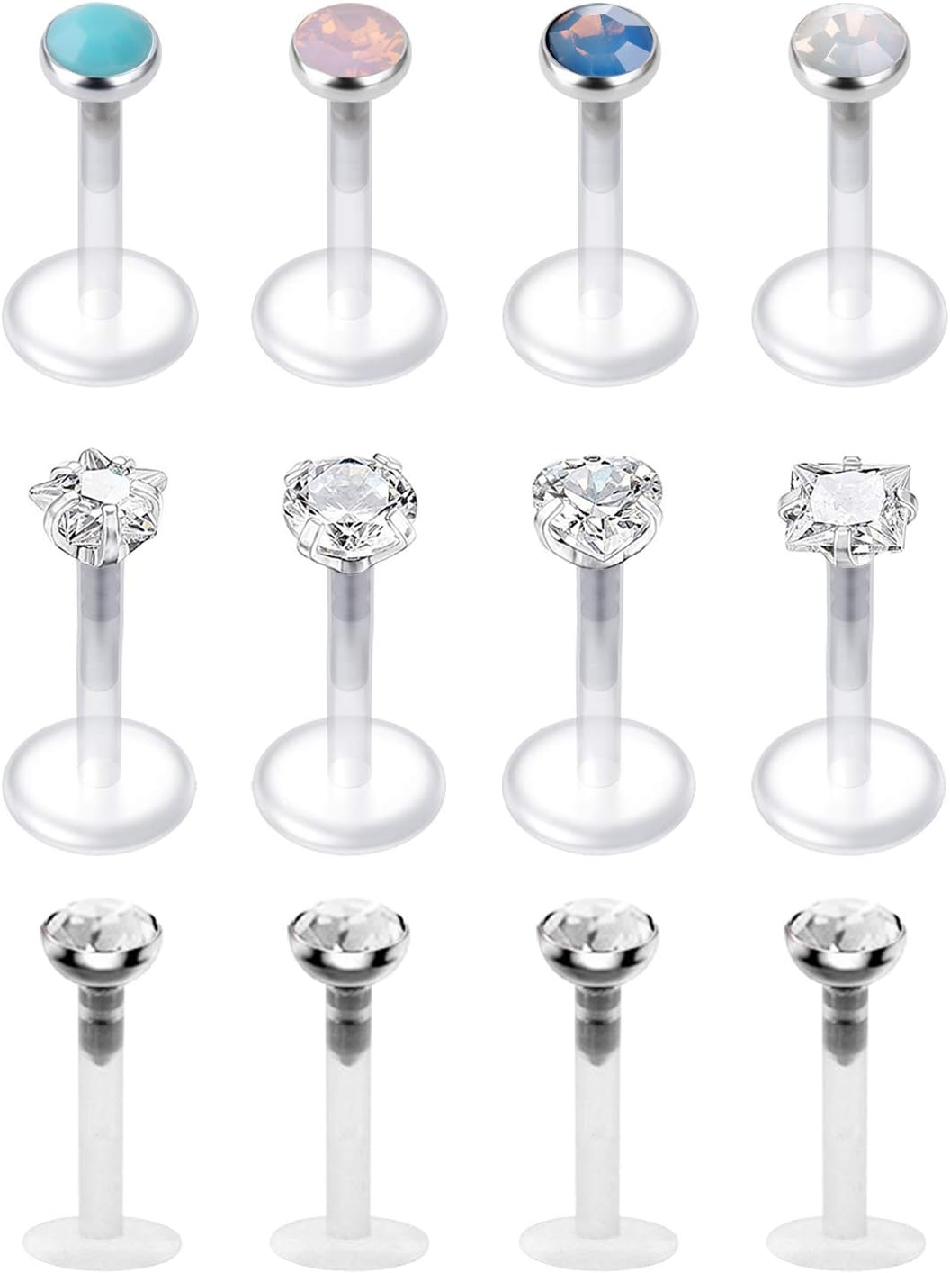 LAURITAMI Lip Piercing Jewellery Plastic Lip Bars for Bottom Lip Bioflex Threadl...