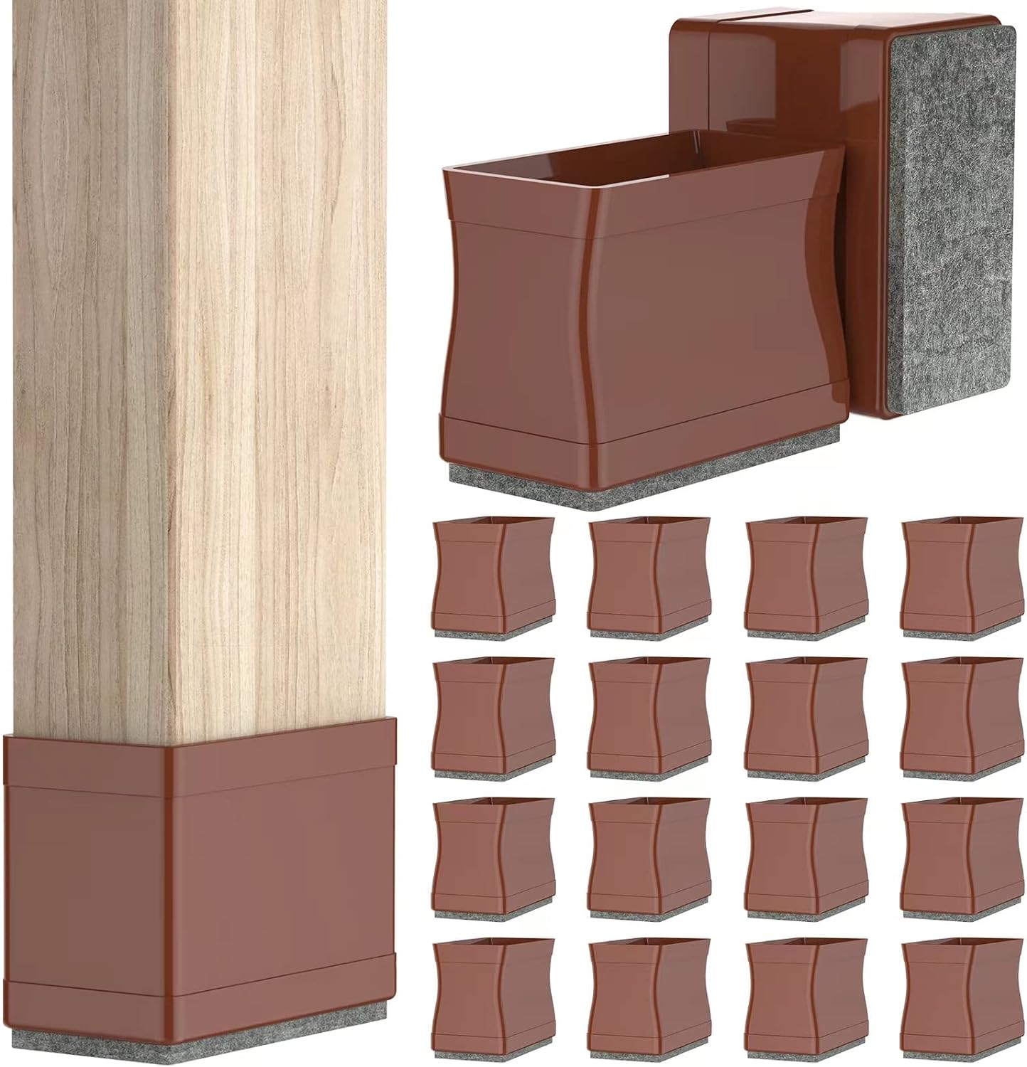 1" x 1.75" Rectangle Chair Leg Floor Protectors for Hardwood Floors Silicone Cov...